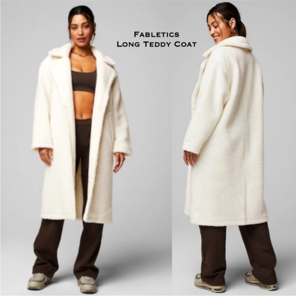 Fabletics Women's White Teddy Jacket